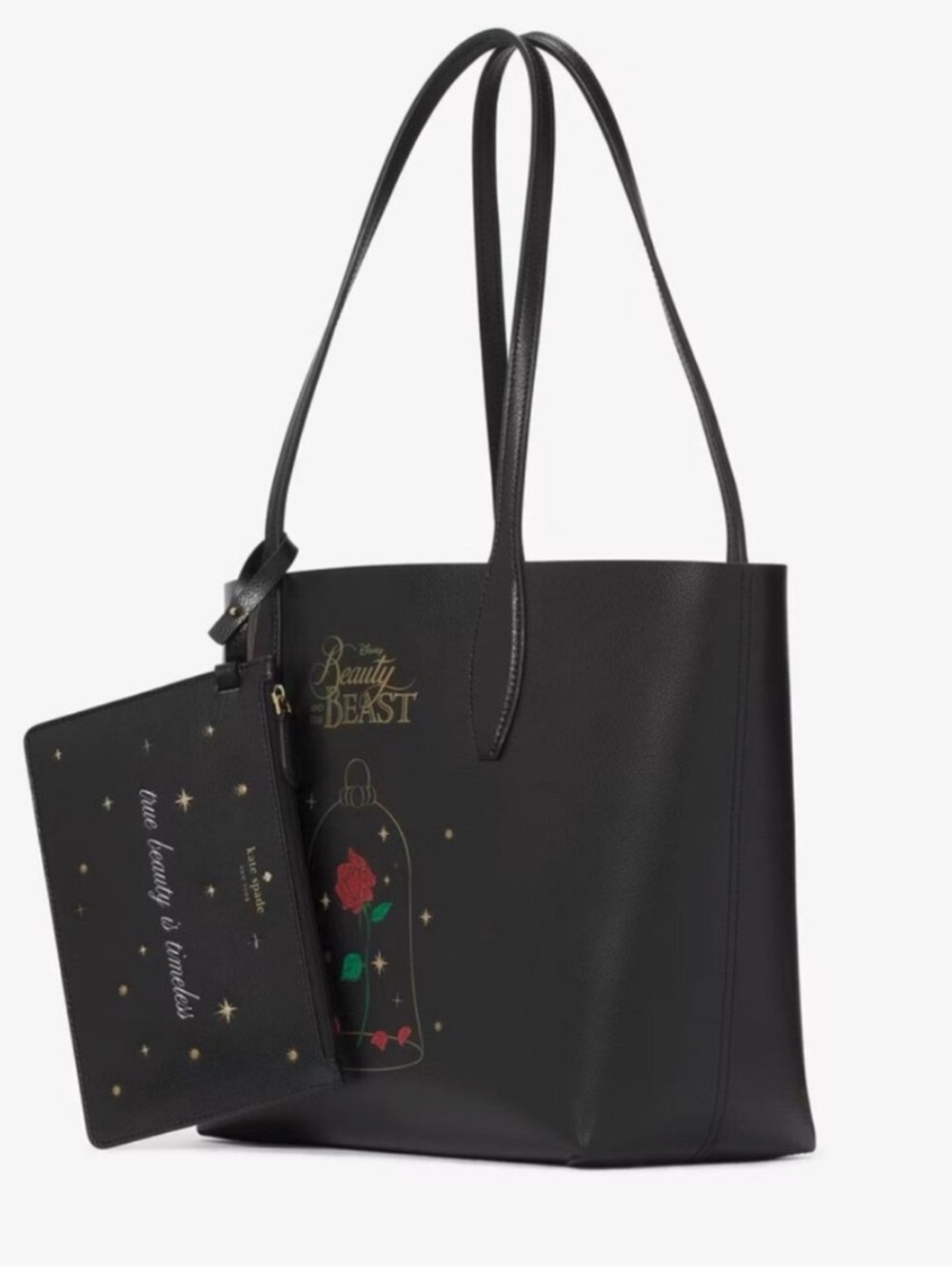 kate spade Black Beauty and the Beast Tote with Rose Pouch
